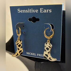 Cowboy Boot Earrings for Sensitive Ears